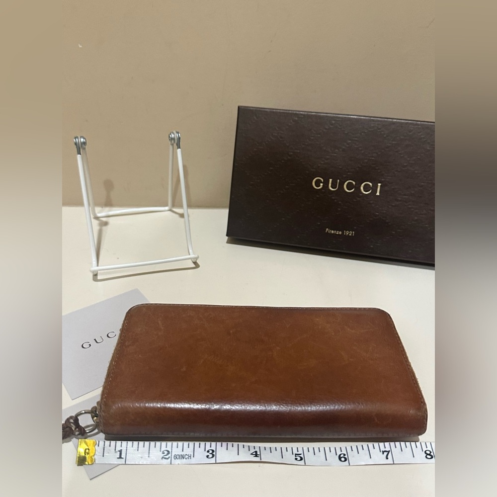 Gucci Long Zippy Tan Marrakech Leather Wallet w/GG Braid Tassels - Picture 8 of 13